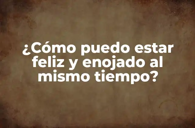 ¿cómo Puedo Estar Feliz y Enojado Al Mismo Tiempo?
