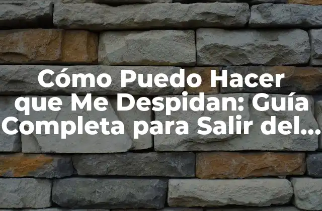 Cómo Puedo Hacer que Me Despidan: Guía Completa para Salir Del Trabajo