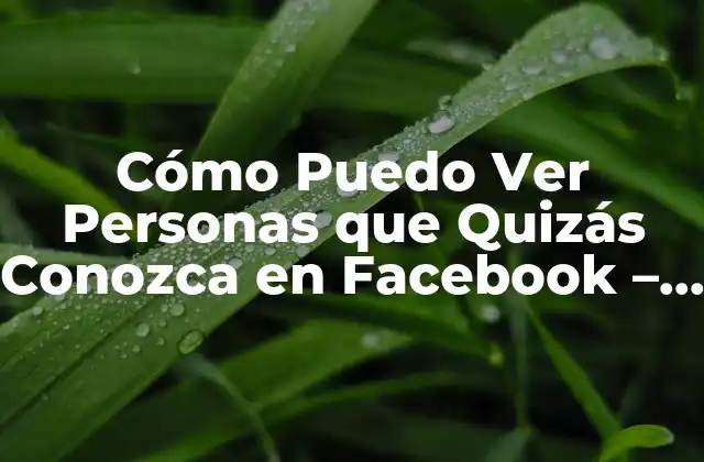 Cómo Puedo Ver Personas que Quizás Conozca en Facebook – Descubre a Tus Conocidos
