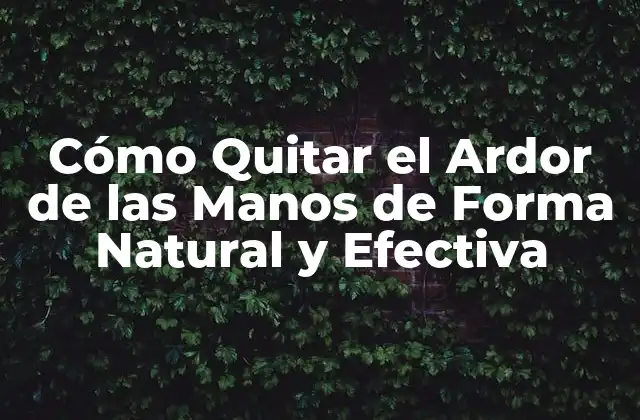 Cómo Quitar el Ardor de las Manos de Forma Natural y Efectiva