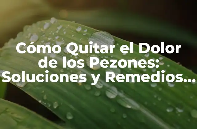 Cómo Quitar el Dolor de los Pezones: Soluciones y Remedios Naturales