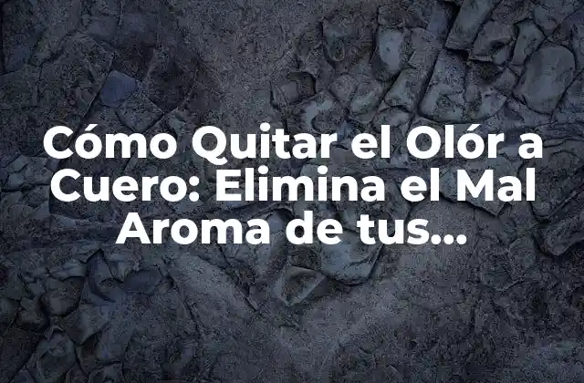 Cómo Quitar el Olór a Cuero: Elimina el Mal Aroma de Tus Productos de Cuero