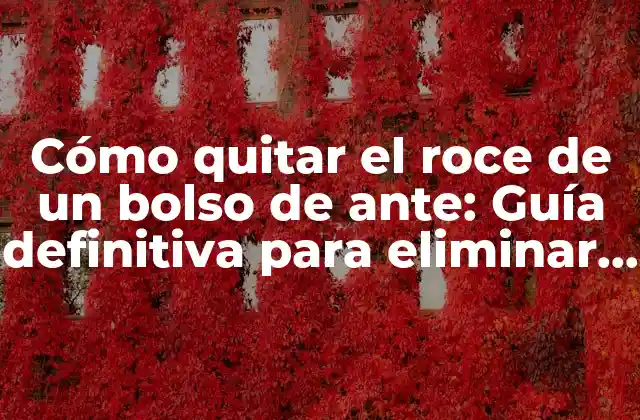 Cómo Quitar el Roce de un Bolso de Ante: Guía Definitiva para Eliminar el Desgaste