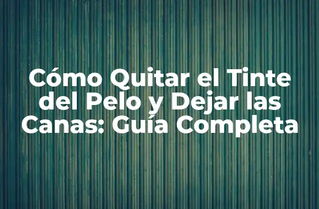Cómo Quitar el Tinte Del Pelo y Dejar las Canas: Guía Completa