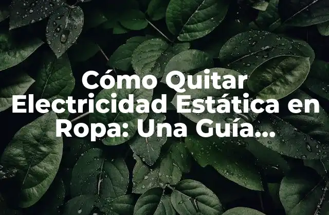 Cómo Quitar Electricidad Estática en Ropa: una Guía Completa