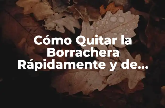 Cómo Quitar la Borrachera Rápidamente y de Forma Segura