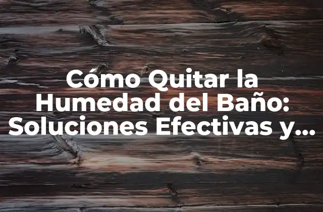 Cómo Quitar la Humedad Del Baño: Soluciones Efectivas y Prácticas