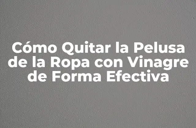 Cómo Quitar la Pelusa de la Ropa con Vinagre de Forma Efectiva