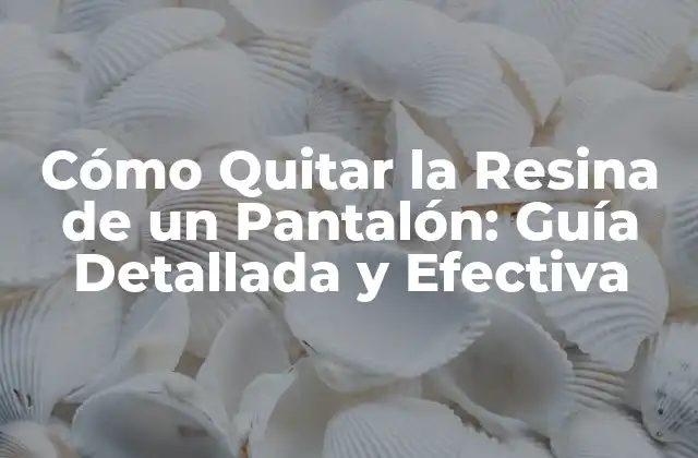 Cómo Quitar la Resina de un Pantalón: Guía Detallada y Efectiva