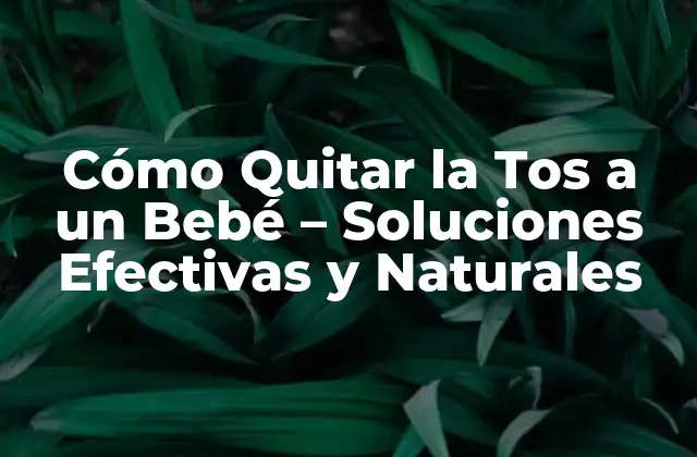 Cómo Quitar la Tos a un Bebé – Soluciones Efectivas y Naturales