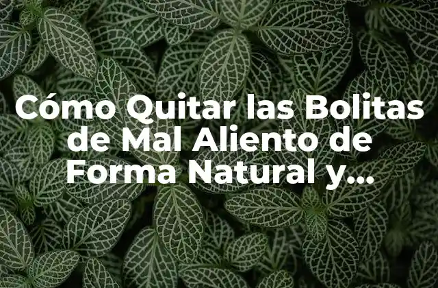 Cómo Quitar las Bolitas de Mal Aliento de Forma Natural y Permanente