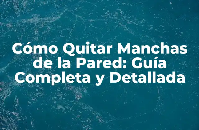 Cómo Quitar Manchas de la Pared: Guía Completa y Detallada
