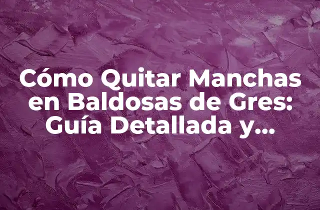 Cómo Quitar Manchas en Baldosas de Gres: Guía Detallada y Efectiva