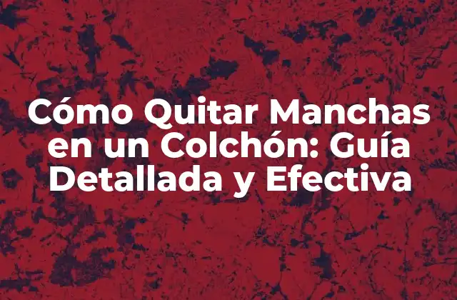 Cómo Quitar Manchas en un Colchón: Guía Detallada y Efectiva