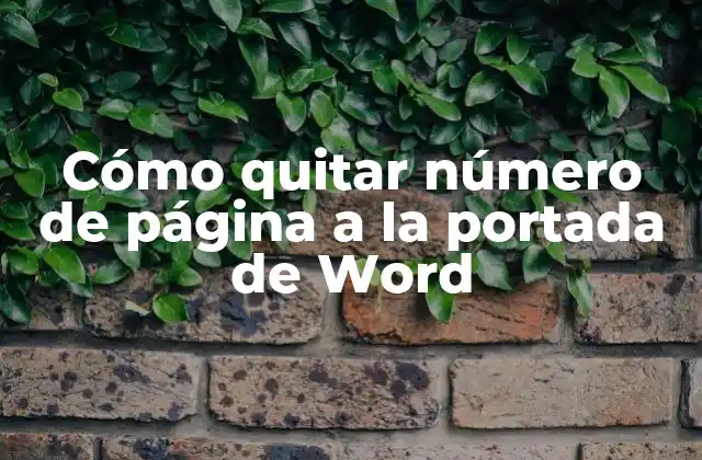 Cómo Quitar Número de Página a la Portada de Word