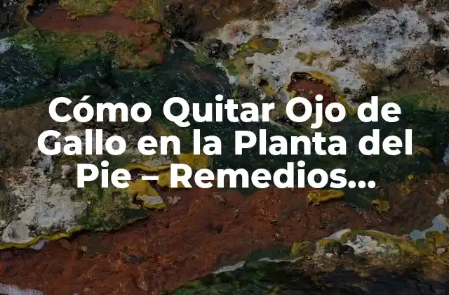 Cómo Quitar Ojo de Gallo en la Planta Del Pie – Remedios Naturales y Tratamientos