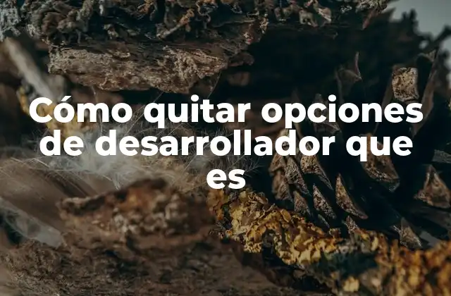 Cómo Quitar Opciones de Desarrollador que es 2 Cómo evitar que se muestren las opciones de desarrollador