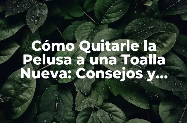 Cómo Quitarle la Pelusa a una Toalla Nueva: Consejos y Trucos