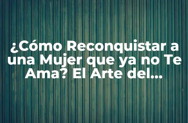 ¿cómo Reconquistar a una Mujer que Ya No Te Ama? el Arte Del Hombre Rogando a Mujer