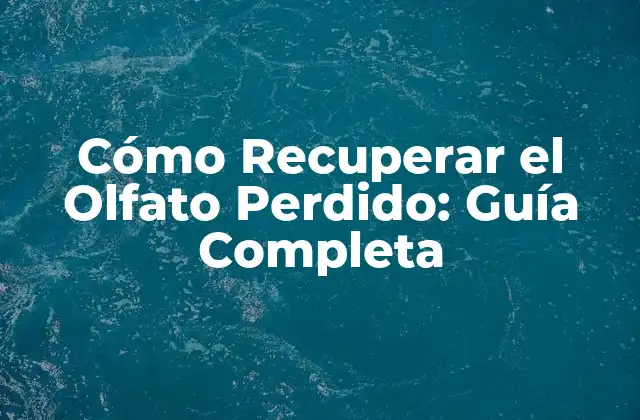 Cómo Recuperar el Olfato Perdido: Guía Completa