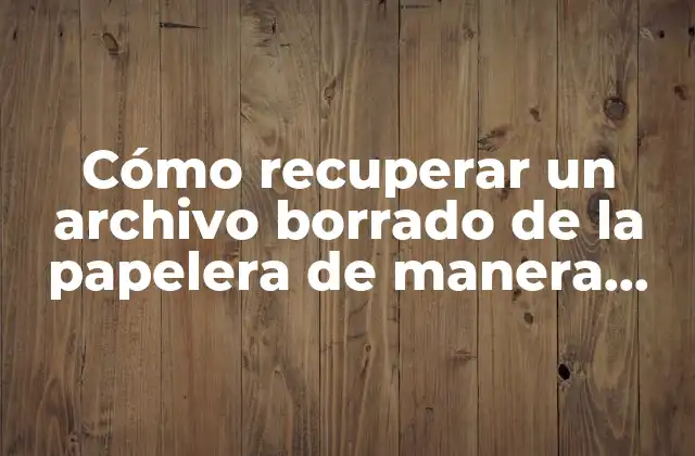 Cómo Recuperar un Archivo Borrado de la Papelera de Manera Segura y Efectiva