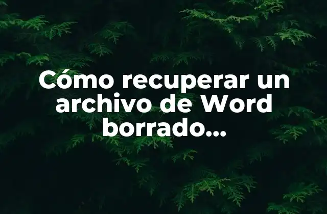 Cómo Recuperar un Archivo de Word Borrado Permanentemente: Guía Detallada y Completa
