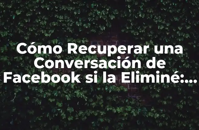 Cómo Recuperar una Conversación de Facebook Si la Eliminé: Guía Detallada