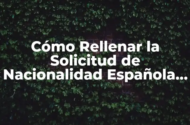 Cómo Rellenar la Solicitud de Nacionalidad Española por Residencia: Guía Completa