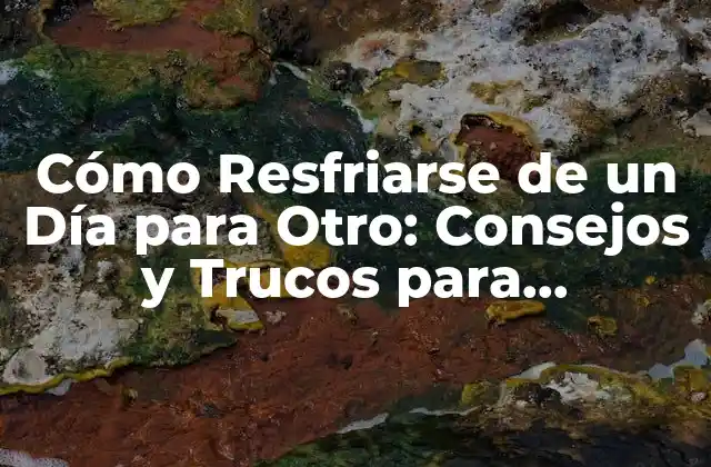 Cómo Resfriarse de un Día para Otro: Consejos y Trucos para Recuperar Tu Energía
