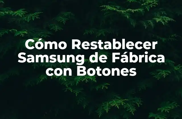 Cómo Restablecer Samsung de Fábrica con Botones