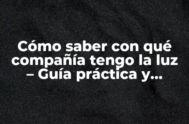 Cómo Saber con Qué Compañía Tengo la Luz – Guía Práctica y Detallada