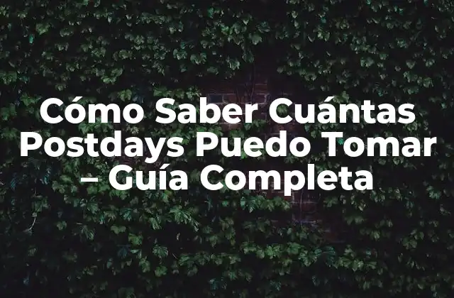 Cómo Saber Cuántas Postdays Puedo Tomar – Guía Completa