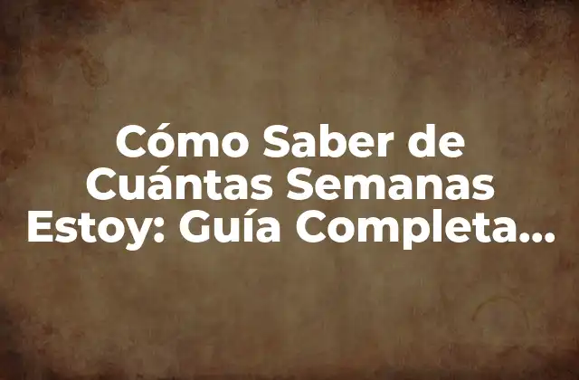 Cómo Saber de Cuántas Semanas Estoy: Guía Completa para la Gestación