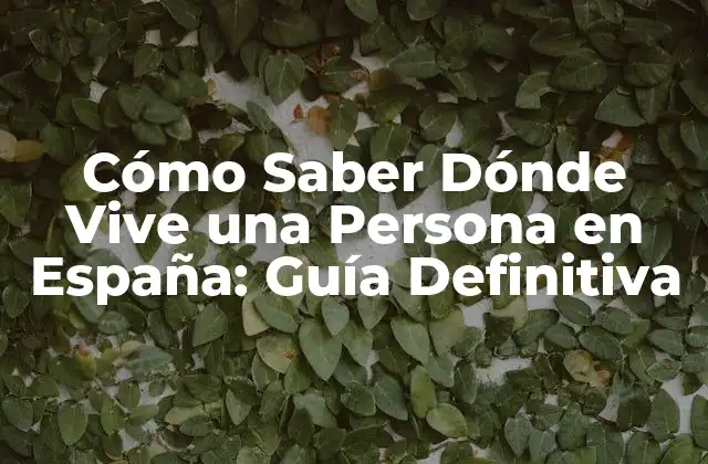 Cómo Saber Dónde Vive una Persona en España: Guía Definitiva