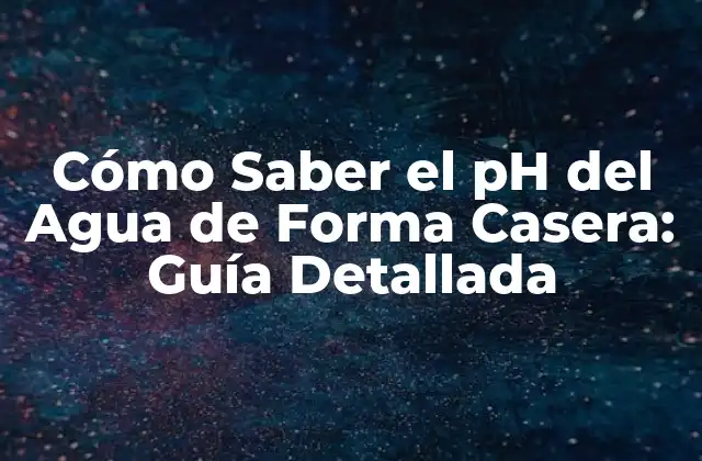 Cómo Saber el Ph Del Agua de Forma Casera: Guía Detallada