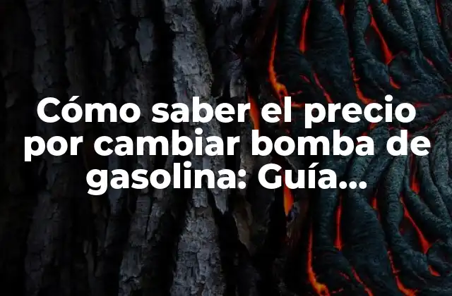 Cómo Saber el Precio por Cambiar Bomba de Gasolina: Guía Completa