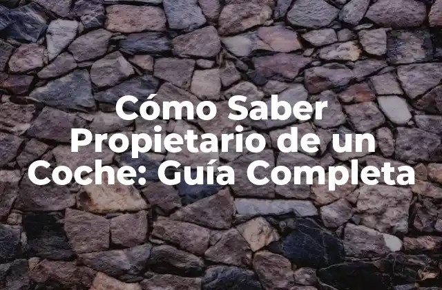Cómo Saber Propietario de un Coche: Guía Completa