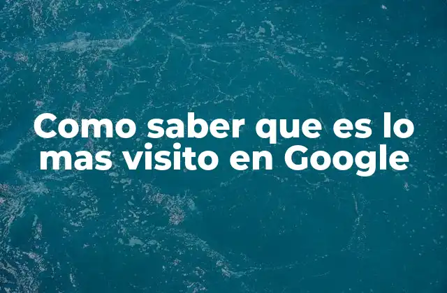 Como Saber que es Lo mas Visito en Google