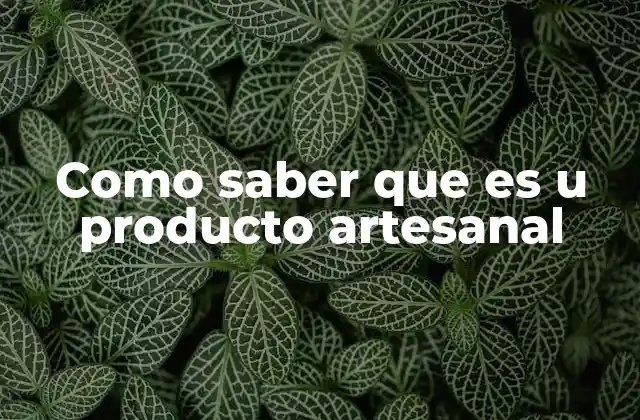 Como Saber que es u Producto Artesanal