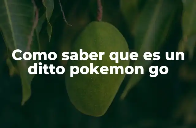 Como Saber que es un Ditto Pokemon Go