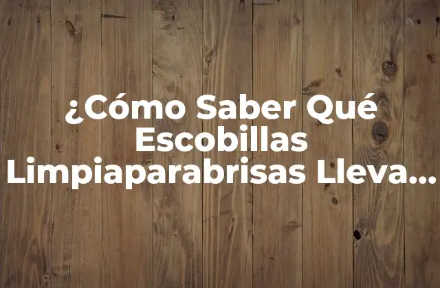 ¿cómo Saber Qué Escobillas Limpiaparabrisas Lleva Mi Coche? – Guía Completa