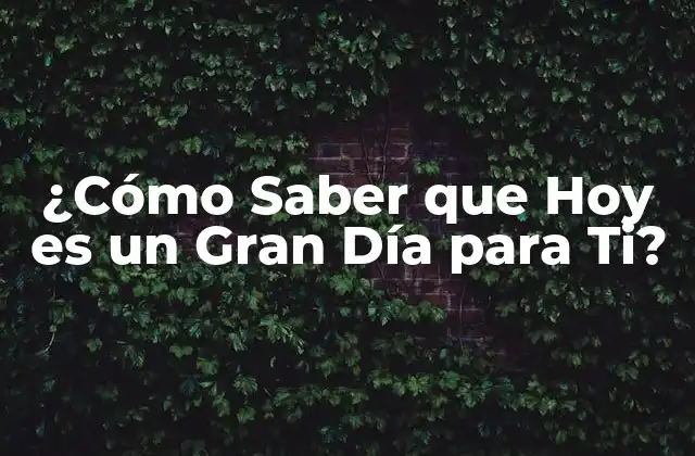 ¿cómo Saber que Hoy es un Gran Día para Ti?