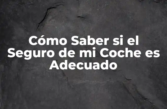 Cómo Saber Si el Seguro de Mi Coche es Adecuado