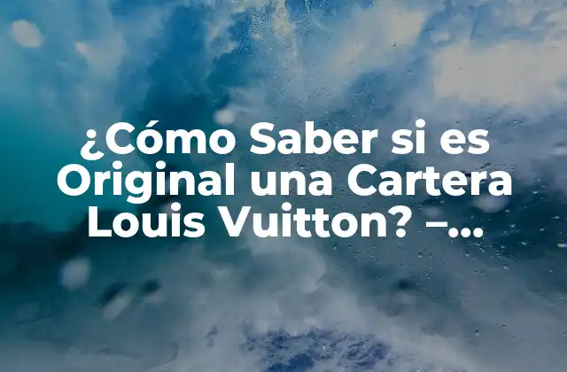 ¿cómo Saber Si es Original una Cartera Louis Vuitton? – Autenticidad y Verificación