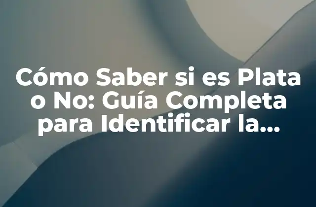 Cómo Saber Si es Plata o No: Guía Completa para Identificar la Autenticidad