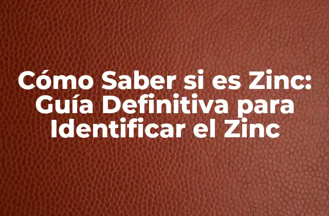 Cómo Saber Si es Zinc: Guía Definitiva para Identificar el Zinc