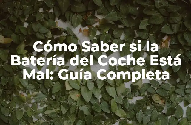Cómo Saber Si la Batería Del Coche Está Mal: Guía Completa