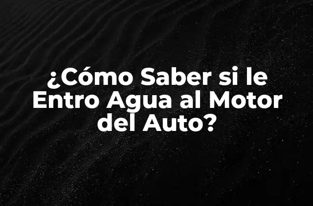 ¿cómo Saber Si Le Entro Agua Al Motor Del Auto?