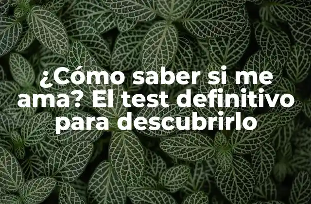 ¿cómo Saber Si Me Ama? el Test Definitivo para Descubrirlo