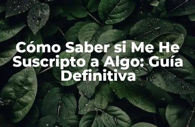 Cómo Saber Si Me He Suscripto a Algo: Guía Definitiva